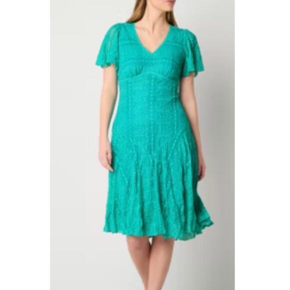 Rabbit Rabbit Rabbit Short Sleeve Lace Fit Flare Dress 24W - Picture 1 of 10